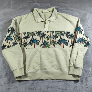 Scotch Soda sweatshirt Mens Medium Pullover Palm Trees Tropical Quarter Button